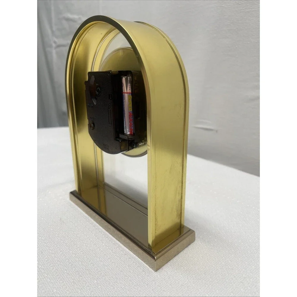 Vintage Equity Quartz Brass Alarm Clock Floating Dial Japan Working Condition